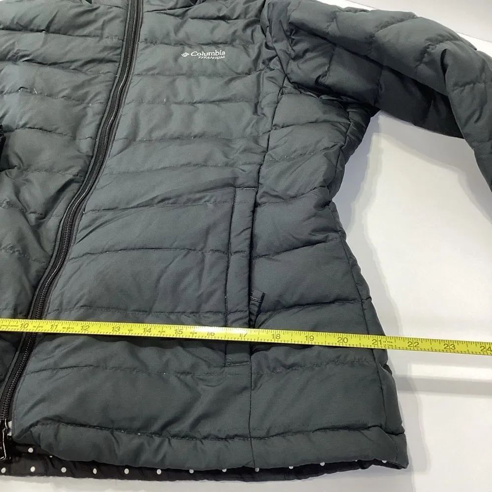 Columbia Down Puffer Reversable Coat Gray and Polka Dot Women’s Size L - Picture 11 of 14